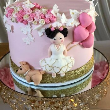 pink 1st birthday cake