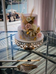 2 tier wedding cake with gumpaste flowers by rimma's wedding cakes perth