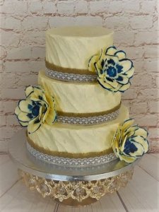 3 tier buttercream wedding cake with sugar paste flowers by rimma's wedding cakes perth