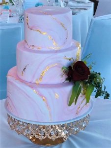 3 tier marble effect pink wedding cake by rimma's wedding cakes perth