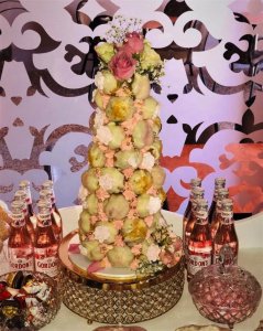 croquembouche tower with cake pops desert cart by rimma's wedding cakes perth