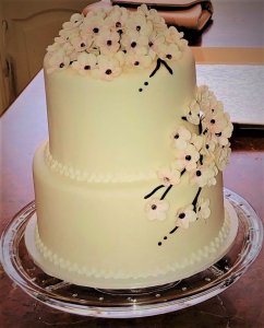 2 tier wedding cake with gum paste Sakura flowers